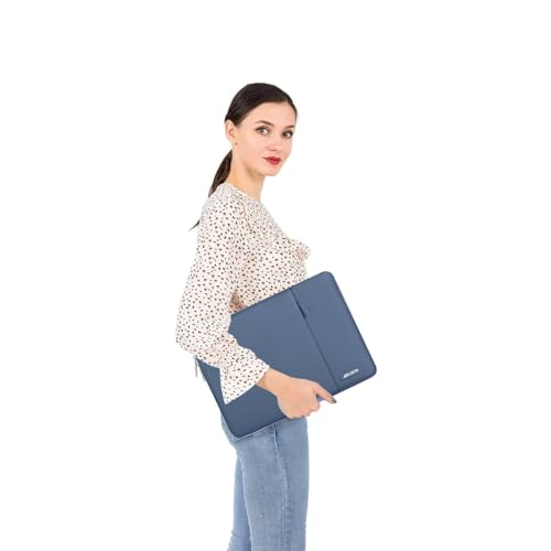 Image of MOSISO Laptop Case 14 inch, 14 inch Laptop Sleeve Compatible with HP Lenovo Dell ASUS Acer, HP Stream, Dell Latitude, Lenovo IdeaPad, Polyester Vertical Computer Sleeve Bag with Pocket, Steel Blue