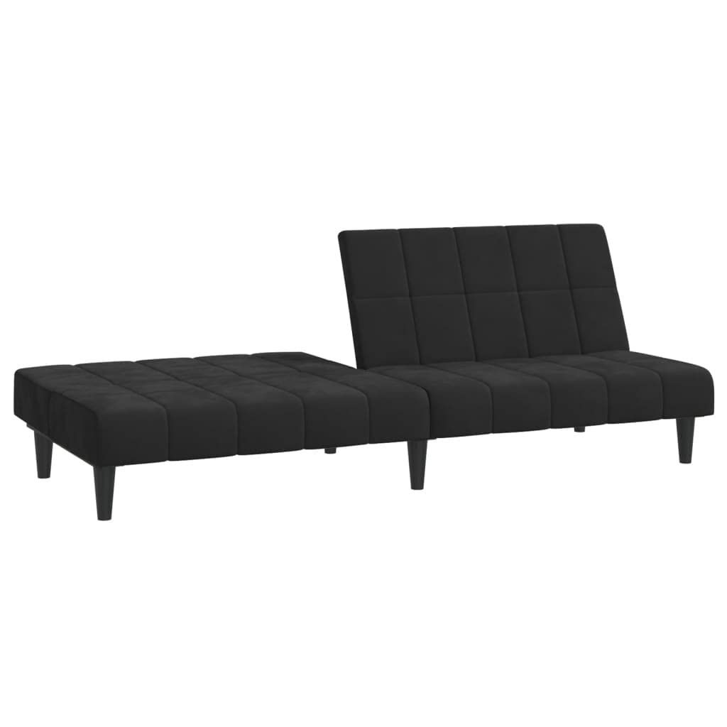 Sofa do spania 2-osobowa, czarna, aksamitna, z funkcją spania i funkcją leżenia, rozkładana jako łóżko dla gości, zestaw tapicerowany do salonu, pokoju młodzieżowego, lounge, pokoju