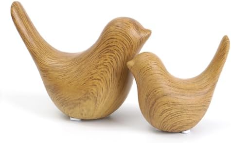 Notakia Wood Look Ceramic Birds Statues Home Decor Modern Style D...