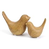 Notakia Gaobei Statuen für kleine Vögel, Heimdekoration, moderner Stil,dekorative Ornamente für Wohnzimmer, Schlafzimmer, Büro, Schreibtisch, Schränke (2 Holzmaserung)