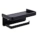 Zuzcher Porte Papier Toilette Mural Support Papier Rouleau Aluminium Derouleur Papier WC avec Étagère de Rangement Noir