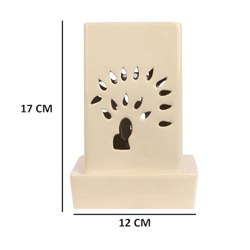 Image of Mkd2 Rise Ceramic Electric Aroma Diffuser Oil Burner Lamp I Oil Diffuser Electric for Home Fragrance at Home, Office, Hotel - Square (7 inch, Ivory White)