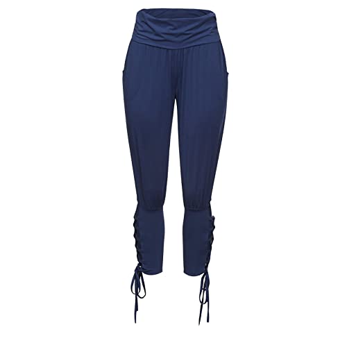 Mmeneyy Yoga Sweatpants For Womens Loose Lace-Up Bandage Workout Harem Joggers Comfy Lounge Pajama Pants With Pockets Dark Blue #TOP7