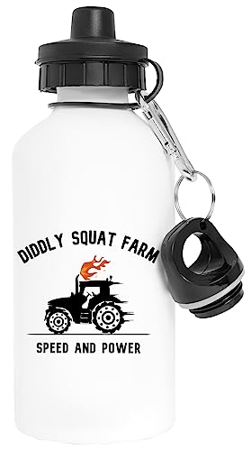 Vendax Diddly Squat Farm Shop Logo Tractor Aluminio Blanco Botella De Agua Con Tapón De Rosca Aluminium White Water Bottle With Screw Cap