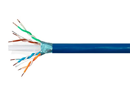 Monoprice Cat6A Plus Bulk Ethernet Network Cable - 1000 feet - Blue | Bare Copper, 650MHz, F/UTP, Solid, Riser-Rated (CMR), 23AWG, 10G - Entegrade Series