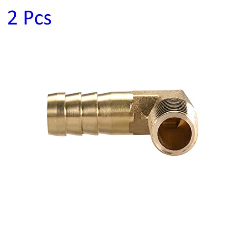 M METERXITY 2 Pack Brass Hose Barb Fittings - 90 Degree Elbow Brass 12mm Barbed Reducer Apply to Water Fuel (1/4 PT Male Pipe) - Image 4