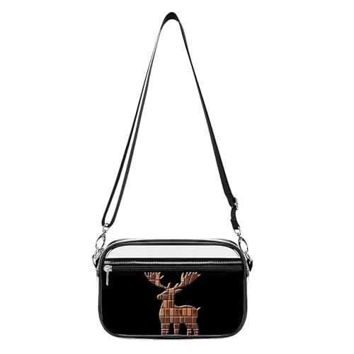 Chocolate Reindeer Christmas Women's Clear Crossbody Purse Bag Transparent Bags Pocket for Concerts Sports Festivals