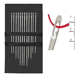 Tiny Deal Self Threading Needles Pack of 12 (Silver, 3 Different Sizes Needles Set)