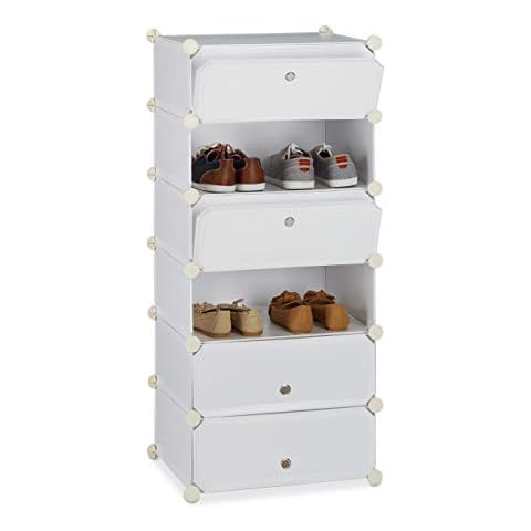 Zapatero Estrecho con Puertas Blanco Relaxdays Cover