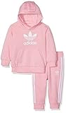 adidas trainingsanzug grau pink Hood with lanyard adidas Kinder Trefoil Hoodie Sweatshirt, top:Light pink/White Bottom:Light pink/White, 3-4A