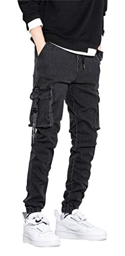 Mens Denims Elastic Waist Drawstring Jogger Sport Harem Jeans Cargo Pants2