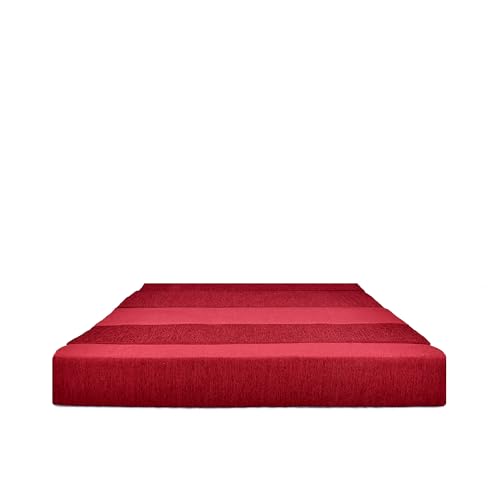 Image of Three Seater Sofa Cum Bed 5x6 Ft with Soft Foam Cushioning, Comfortable Foldable Sofa Bed for Living Room, Bedroom, Guest Room & Office(Red)