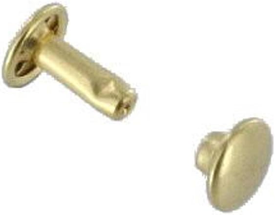 Double Cap Rivet, Natural Brass, Solid Brass-LL (100 Sets per Bag), Multiple Sizes