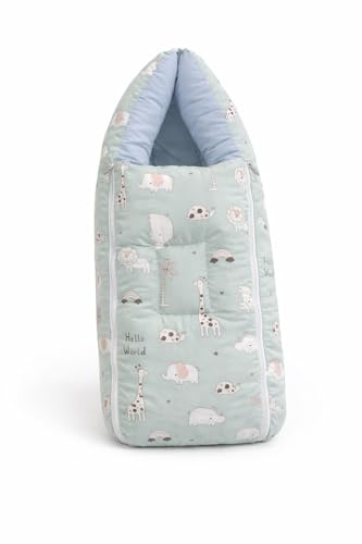 Image of VoiDrop 3 in 1 Baby Sleeping Bag /Baby Bedding Set for New Born, Baby Bed for New Born /Very Soft & Comfortable 0-12 Months /Foldable & Washable Cotton-Green Desgin