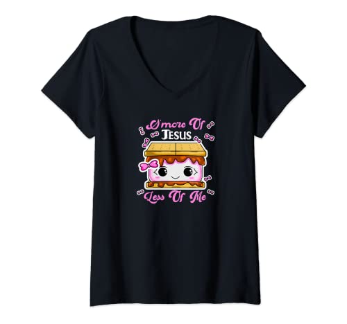 Mujer S'more Of Jesus Less Of Me A Girls-Womens Camping Regalo Camiseta Cuello V
