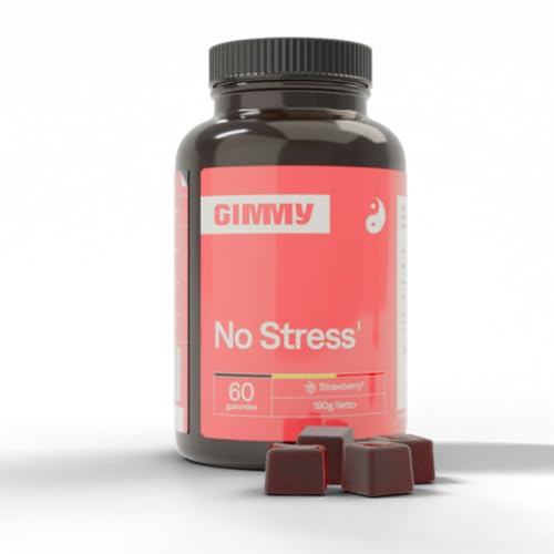 GIMMY No Stress Gummies – Nahrungsergänzungsmittel zur Stressreduktion mit Zitronenmelisse, L-Theanin, GABA und Folsäure (Vitamin B11). – Vegan, zuckerfrei und glutenfrei (60 Stück)