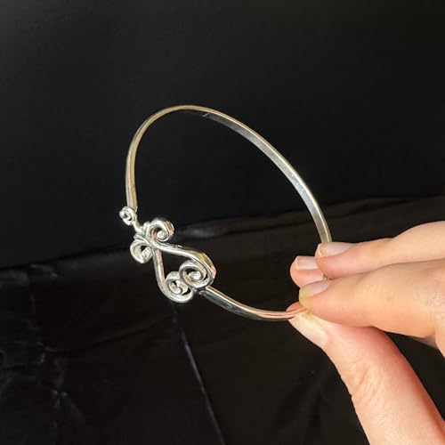 .925 Sterling Silver Hook Bangle, Latch Cuff Bracelets for Women, Handmade Jewelry4