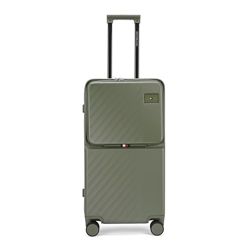 Image of Tommy Hilfiger Mid-Size Luggage Duke - Olive |Check-in Trolley Bag with TSA Lock |360 Spinner Wheels |Telescopic Handle |Hardshell PC Suitcase | Laptop Compartment | 70cm | 88L Capacity
