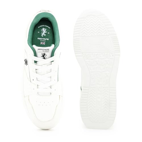 Image of Red Tape Men's Sneakers Black White Pu Round Toe Lace-Up Responsive Sole
