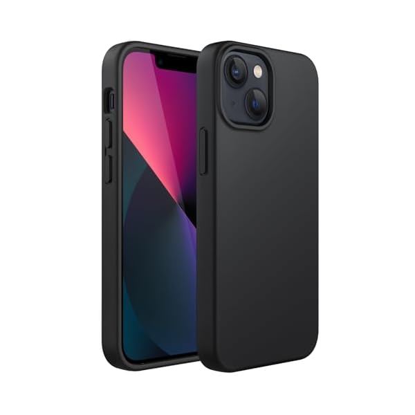 JETech Silicone Case for iPhone 13 6.1-Inch, Silky-Soft Touch Full-Body Protective Phone Case, Shockproof Cover with Microfiber Lining (Black)