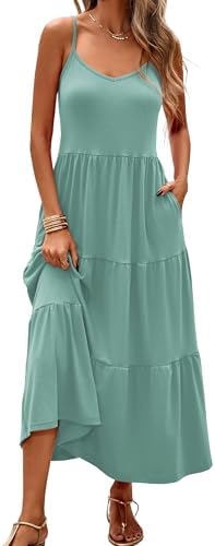 Halife Womens Flowy Tiered Maxi Dress Sleeveless Summer Sundresse...