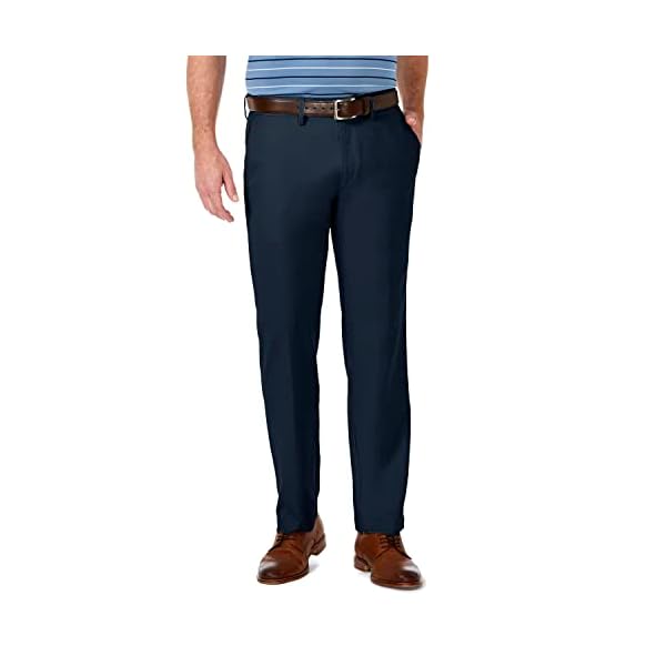 Haggar Men's Cool 18 Pro Straight Fit Flat Front Superflex Waistband Pant, Navy, 38Wx34L