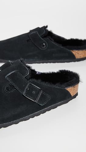 Image of Birkenstock Men's Boston Shearling Sandals, Black Black, 12 Medium US