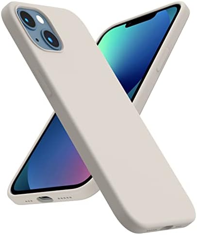 ACRONIX Compatible with iPhone 13 Case 6.1", Silky-Soft Touch Liquid Silicone Case Shockproof Rubber Full Body Cover with Microfiber Lining-Stone Grey
