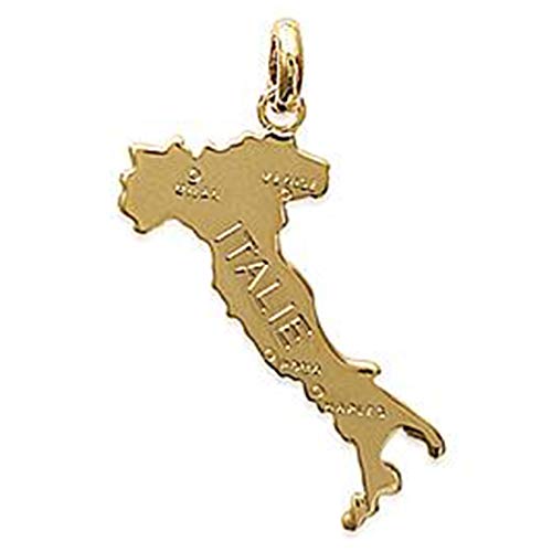 Pendentif carte Italie Plaqué Or 18 carats - Neuf - pendentif italie italia botte en plaque or - cadeau homme femme enfant anniversaire
