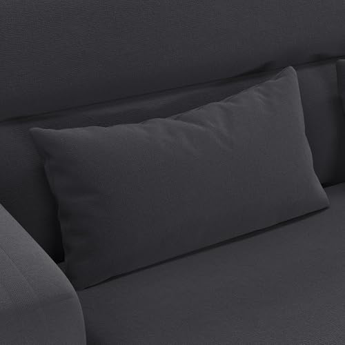 Yaheetech Kleines Sofa Mini Gepolsterte Couch mit 2 Lendenkissen Loveseat Sitzfläche 96 × 51 cm für Loft/Apartment/Spielzimmer Dunkelgrau