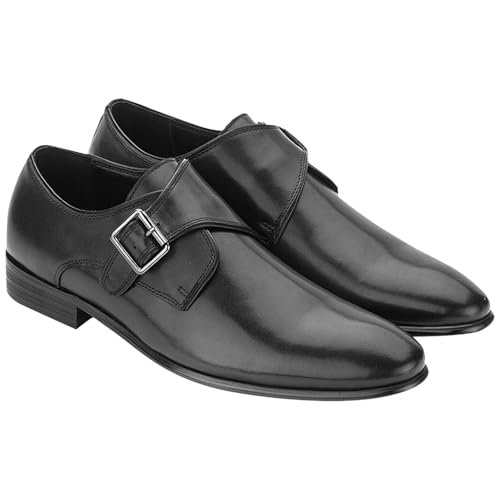 Chaussure monk strap finie les douleurs de pieds en cuir noir
