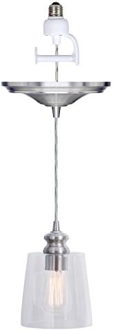 Worth Home Products Instant Screw In Pendant Light with Clear Cylinder Glass Shade