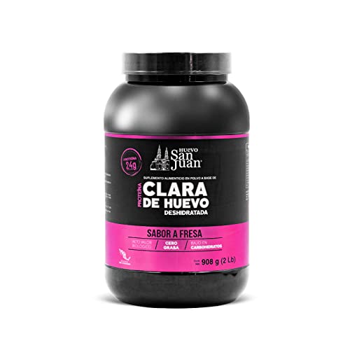 Proteínas, Proteína Clara de huevo Deshidratada | Albúmina | Proteína Sabor Fresa| Proteína 26 servicios | Proteína en 908 g | 2 lb