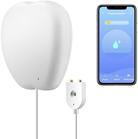 WiFi Smart Water Flood Sensor Alarm System, Leak Detector Tuya Smartlife Remote Monitoring, 70+ dB Aloud and APP Alert and SMS Notification