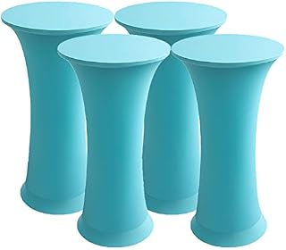 LIFEDX Spandex Cocktail Table Cover,Round Cocktail Tablecloth Stretch Tablecloths Fitted High Top Round Bar Table for Wedding Party Banquet Birthday Outdoor Party,Royal Blue,4Pcs