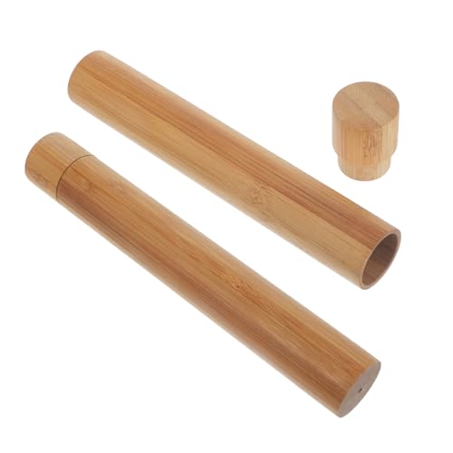 NUOLUX 2個竹製ポータブルドキュメントホルダーチューブ アートワーク輸送用シリンダー ポスター収納用筒 証明書や小型絵画の保護に適した