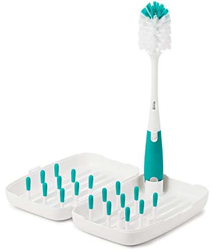 Image of OXO Tot On-the-Go Drying Rack with Bottle Brush - Teal