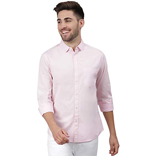 Image of Dennis Lingo Men Cotton Solid Slim Fit Casual Shirts