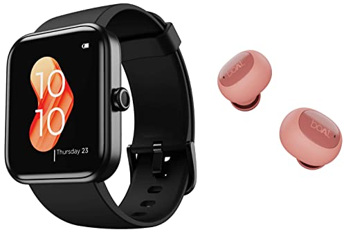 Image of boAt Xtend Smartwatch with Alexa Built-in, 1.69 inch HD Display, Multiple Watch Faces & SpO2 Monitoring & Airdopes 121v2 True Wireless Earbuds with Upto 14 Hours Playback & Multifunction Controls