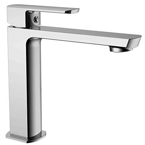 Wellquic Grifo para lavabo, grifo mezclador cromado WELQUIC para lavabo corto con válvula de cerámica, 30% de ahorro de agua, anti-escaldado