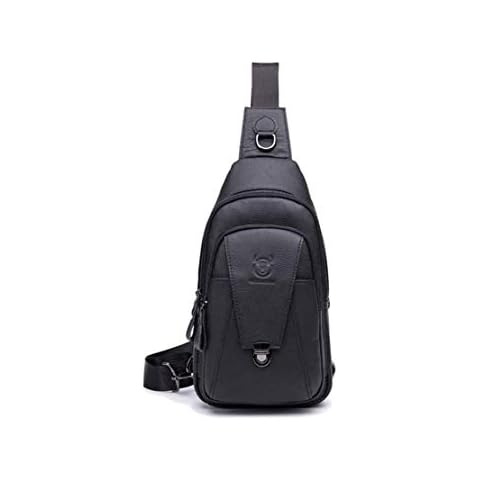 Bolso Pecho Hombres,Popoti Bolso de Hombro Morral Cuero Bolso de Bandolera Mochila Cover