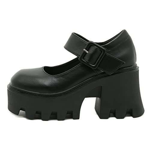 Mary Janes for Women Heels Platform Pumps with Ankle Strap Rubber Sole Gothic Lolita Uniform School2
