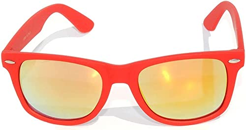 OWL Retro Vintage 80s Sunglasses Men Women, UV Protected Matte Rectangle Shades, Colorful Mirror Lens Sun Glasses