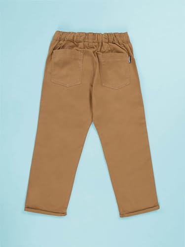 Image of KiddoPanti Boys 100% Cotton Twill Chinos Pant | Comfortable Regular Fit | 2 Side Pocket, 2 Back Pocket | Ankle Length | Back Elasticated Waistband with Button Zip Open Fly