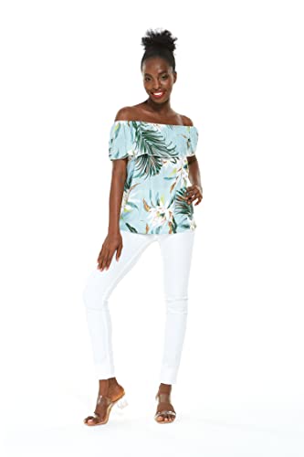 Image of Wispy Cereus Light Blue Family Matching Hawaiian Clothes | Family Matching Outfits • Soft Rayon Fabric • Tropical Floral Print • Vacation Ready • Luau Party Wear