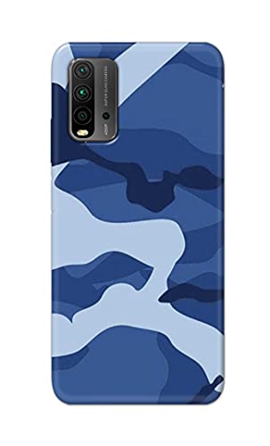 Image of Printed Hard Back Cover Case for Mi Redmi 9 Power Back Cover (Army Blue Pattern) -702