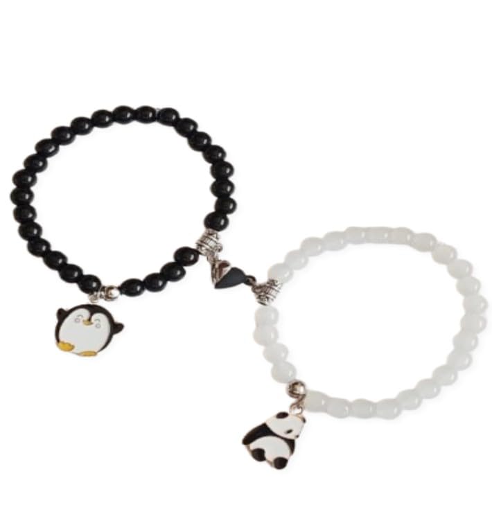 SUPER SOFTENER Magnetic Bracelets 2Pcs Love Heart Matching Panda Beads Bracelet Set Adjustable Bracelets for Men Women Couples Friends Gift Friendship - (Pack of 2) (Panda & Penguin Magnet Bracelet) (B0DDR1VTD5) Amazon Price History, Amazon Price Tracker