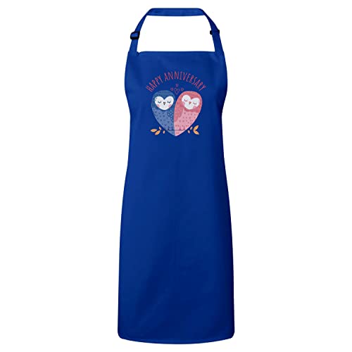 Tablier de cuisine bleu Owl idéal pour fêter un anniversaire de mariage