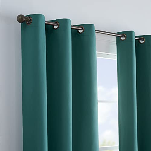 Image of ECLIPSE Microfiber Total Privacy Blackout Thermal Grommet Window Curtain for Bedroom (1 Panel), 42 inch x 63 inch, Peacock