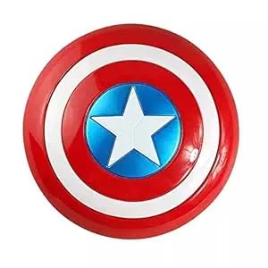 Image of Capt America Shield for Kids - 12 inch Heavy-Duty Unbreakable Plastic Superhero Shield - Iconic Red, White & Blue Vibranium Style Toy with Adjustable Arm Straps for Cosplay, Halloween & Role Play